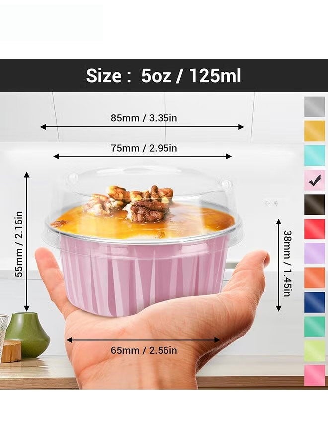JIMATOR Disposable Foil Ramekins with Lids - 30 Pcs 5oz 125ml Aluminum Foil Muffin Liners Cupcake Baking Cups - Mini Pie Pans with Lids - for Catering Gathering Club Wedding Party - Image 2